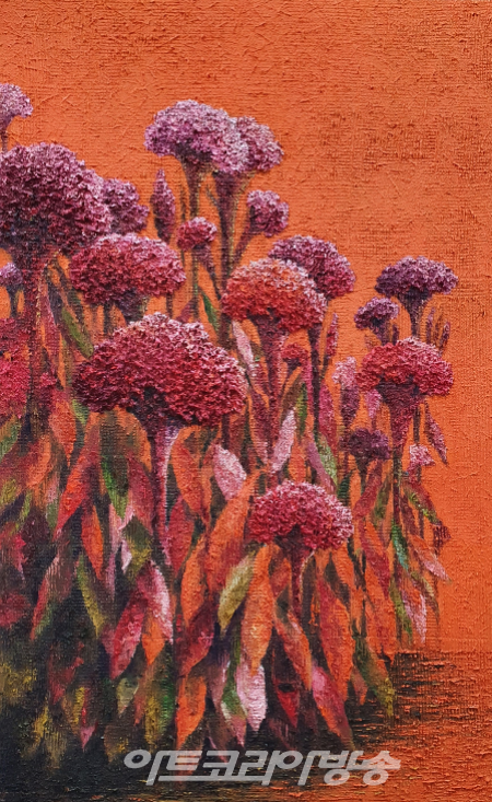  cockscomb-orange, 116.8x80, oil on canvas