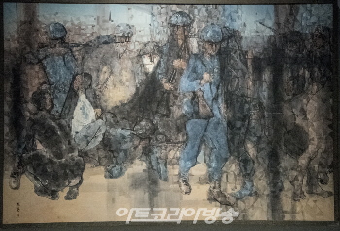 오태학-전우 1961 장지에 수간채색 180×271cm 국립현대미술관 소장