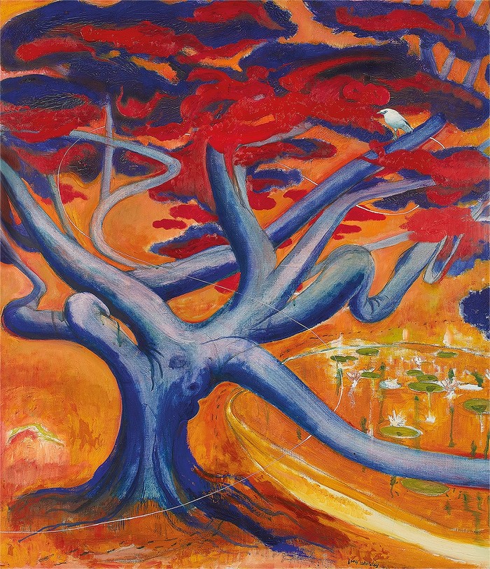 Brett Whiteley. 도착 – 식물원 엿보기 , 1984캔버스에 오일, 콜라주 및 목탄. 페인트 등106 x 90.6 cm