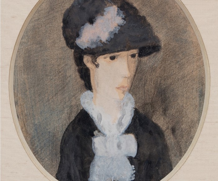 마리 로렌 신 Portrait de femme , 1905 년 종이에 크레용과 구 아슈 6 310 × 4 710 인치16 × 11.9cm