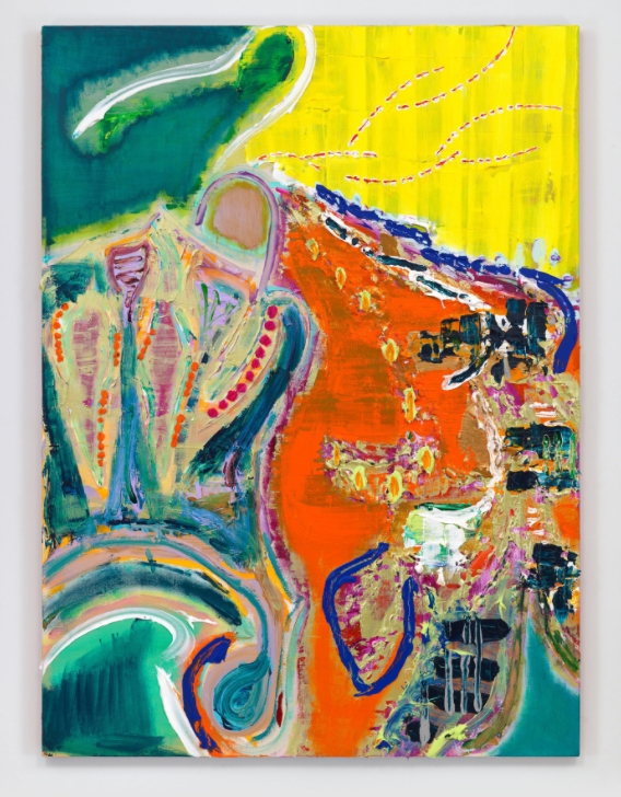 Kazumi Nakamura A Bird in its Existence 320(Crowned Willow Warbler)Phylloscopus occipitalis,2016Acrylic on cotton76 12 x 56 34inches