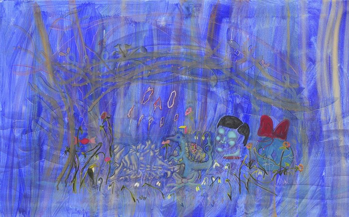 Matthias Garcia, Even lovers drown (Forgot in cruel happiness), 2020, acrylique et huile sur toile  acrylic and oil on canvas, 116 x 73 cm