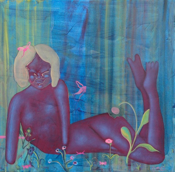 Matthias Garcia, Ondine,2019,acrylique et huile sur toile  Acrylic and oil on canvas, 60x60cm