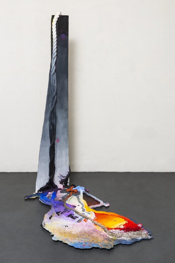 Katy Cowan. the spilling, pulling, tumbling, seized, surface of things,2020 Oil and enamel paint, graphite on cast aluminum70 x 51x 29 in 177.8 x 129.5 x 73.7 cm