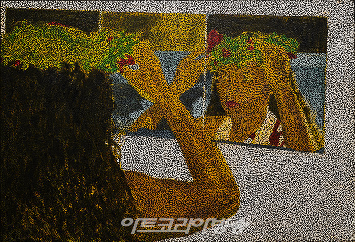 다니엘 보이드(b. 1982)2021Oil, acrylic, charcoal and archival glue on canvas 130 x 189 cmCourtesy of the artist and Kukje Gallery이미지 제공: 국제갤러리