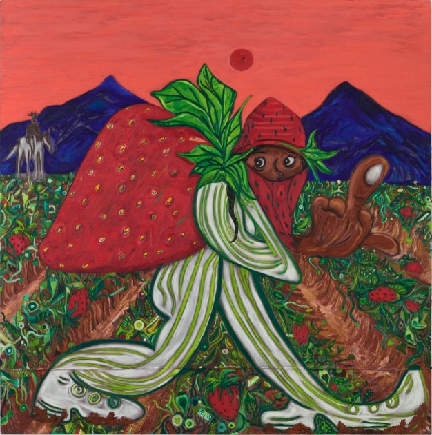 Daniel-Gibso. strawberry fields. 2021. oil on canvas. 182.9x182.9cm