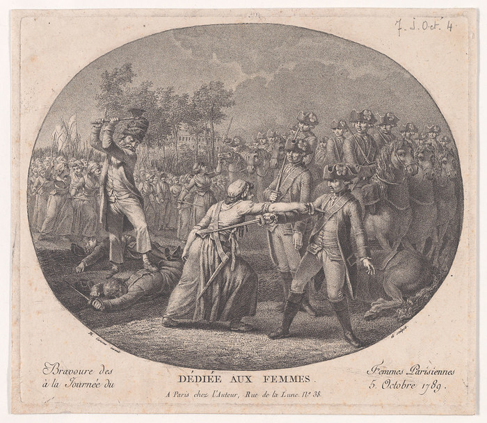The Bravery of Parisian Women on October 5,1789 ca. 1789 Jacques-Philippe Caresme1789 년 10 월 5 일 파리여성의 용기. ca.1789년