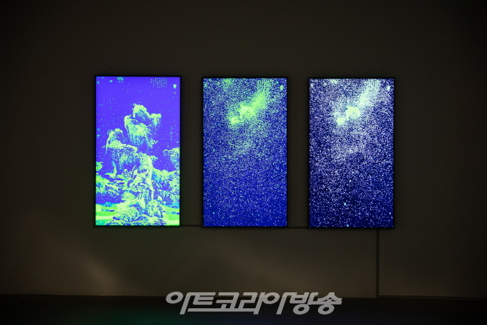 인간, 자연, 순환, 가족(Human, Nature, Cycle and Family)65“ LED TV, 싱글채널 비디오(3pcs.), 2021