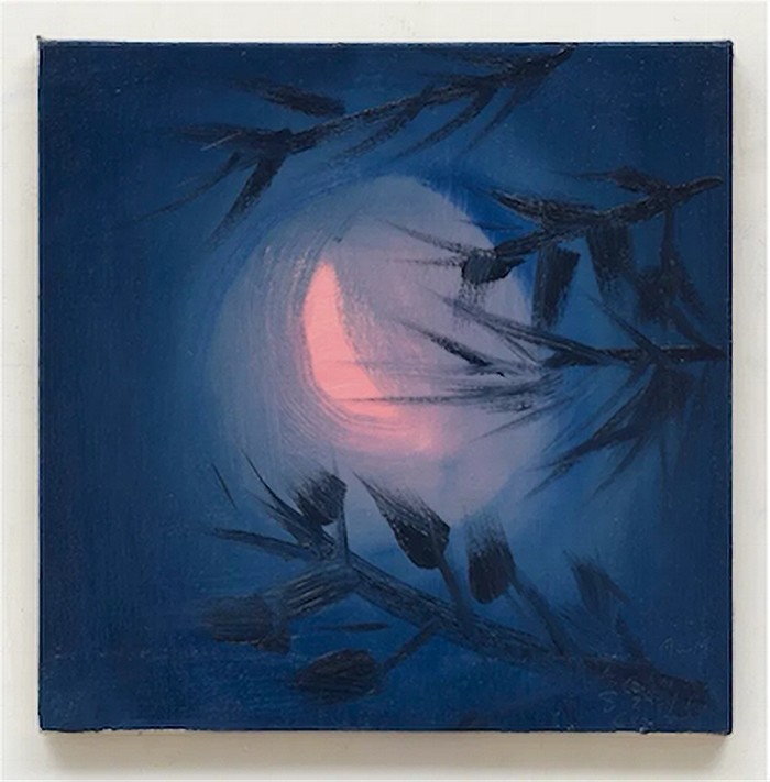 Ann Craven Moon(Pink Crescent, Cushing, 8-25-19,130AM),2019Oil on linen14 x14 inches