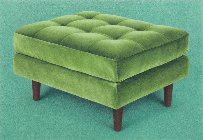 Ottoman, 2021, colored pencil on paper, 22 × 32 inches, 55.9 × 81.3 cm; 28½ × 38½ inches, 72.4 × 97.8 cm (framed)