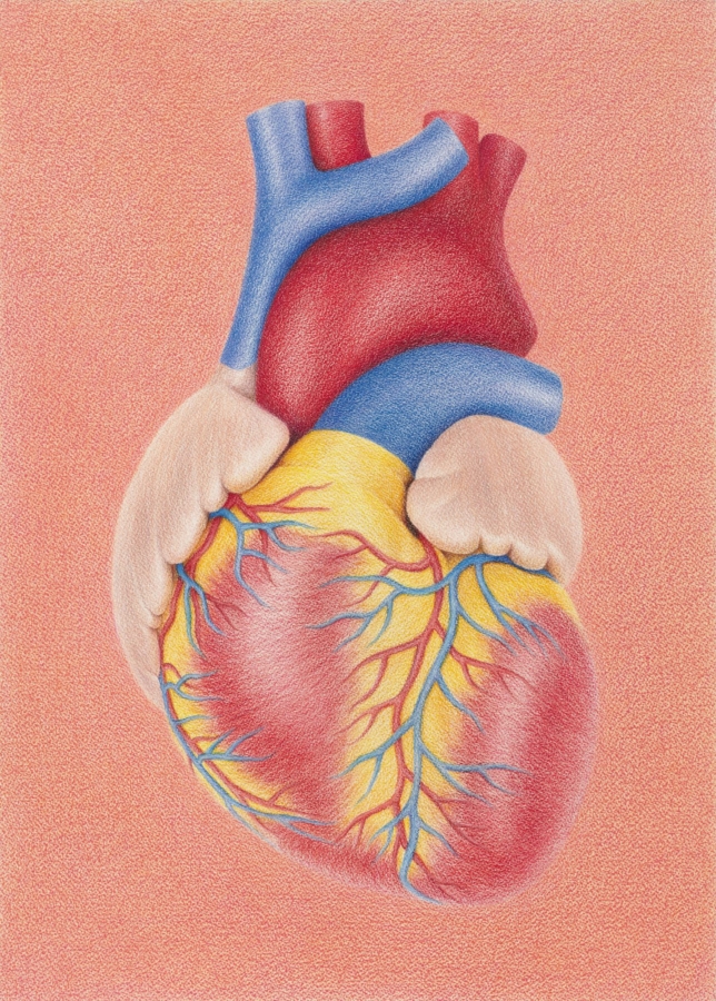 Heart, 2021, colored pencil on paper, 20¼ × 14½ inches, 51.4 × 36.8 cm; 26¾ × 21 inches, 67.9 × 53.3 cm (framed)