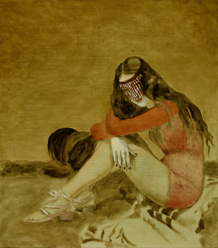 Katie Dorame. Dorothy Lamour Kachina-sunscreen 2013 oil on canvas 18h x 16w in