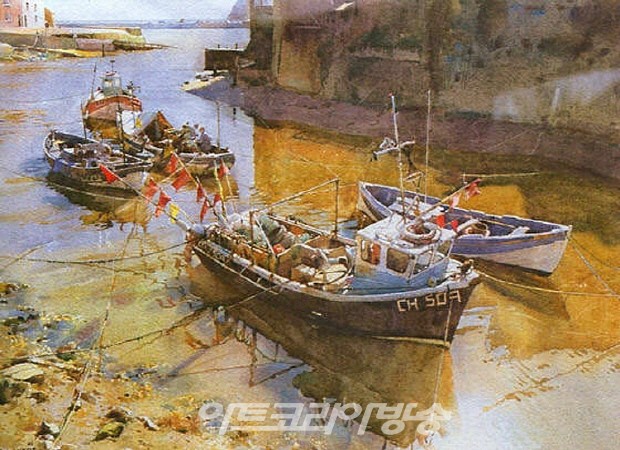 데이비드 커티스(David Curtis)의 풍경 수채화(영국 1948-)