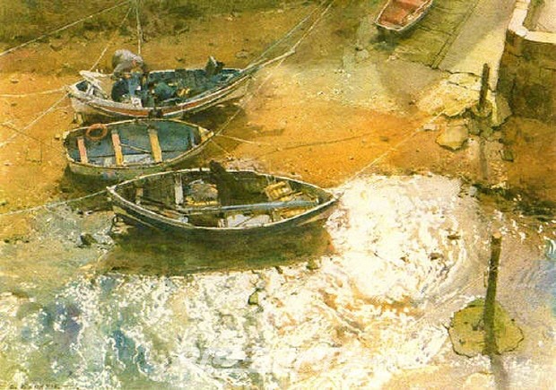 데이비드 커티스(David Curtis)의 풍경 수채화(영국 1948-)