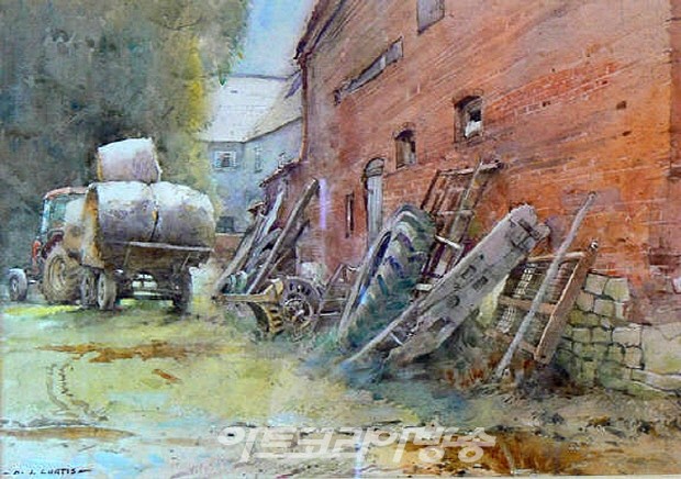 데이비드 커티스(David Curtis)의 풍경 수채화(영국 1948-)