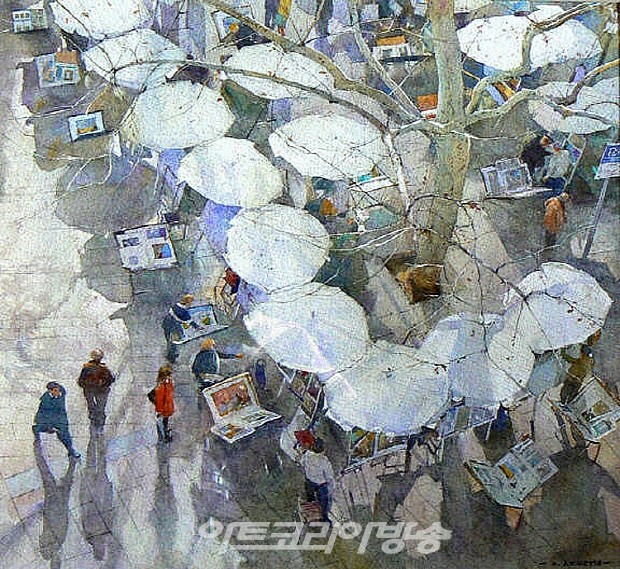 데이비드 커티스(David Curtis)의 풍경 수채화(영국 1948-)