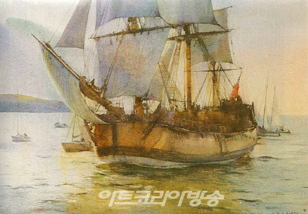 데이비드 커티스(David Curtis)의 풍경 수채화(영국 1948-)