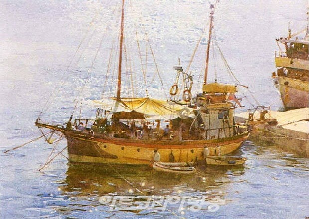 데이비드 커티스(David Curtis)의 풍경 수채화(영국 1948-)