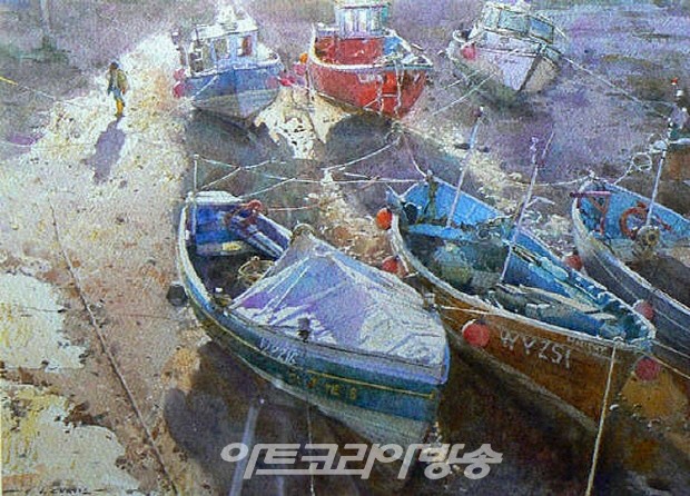 데이비드 커티스(David Curtis)의 풍경 수채화(영국 1948-)