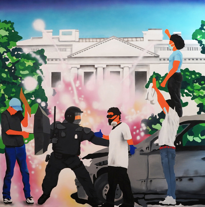 Priscila De Carvalho. 미국 2020, 캔버스에 아크릴, 50 x 50