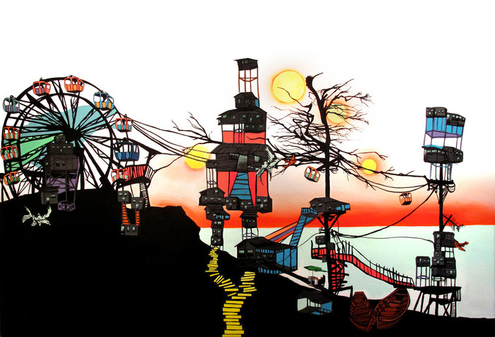 Settlements, 2010, acrylic on canvas, 50” x 35”