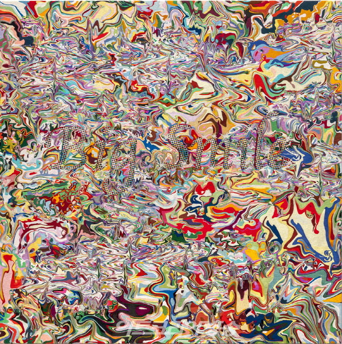 함경아(b.1966)2018North Korean hand embroidery, silk threads on cotton, middle man, smuggling, bribe, tension, anxiety, censorship, ideology, wooden frame, approx. 1000hrs/1person141 x 141 cmCourtesy of the artist and Kukje Gallery사진: 안천호이미지 제공: 국제갤러리