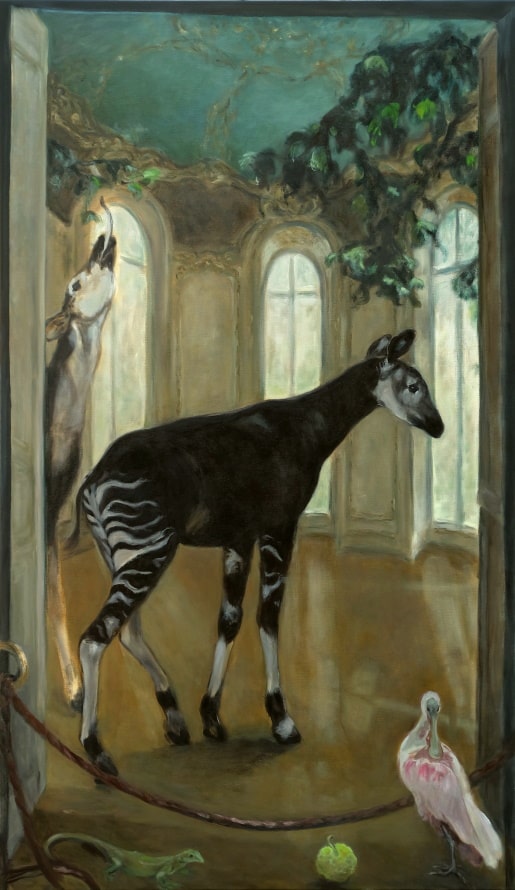 Okapi, 2021, Öl auf Leinwand, 210 x 120 cm
