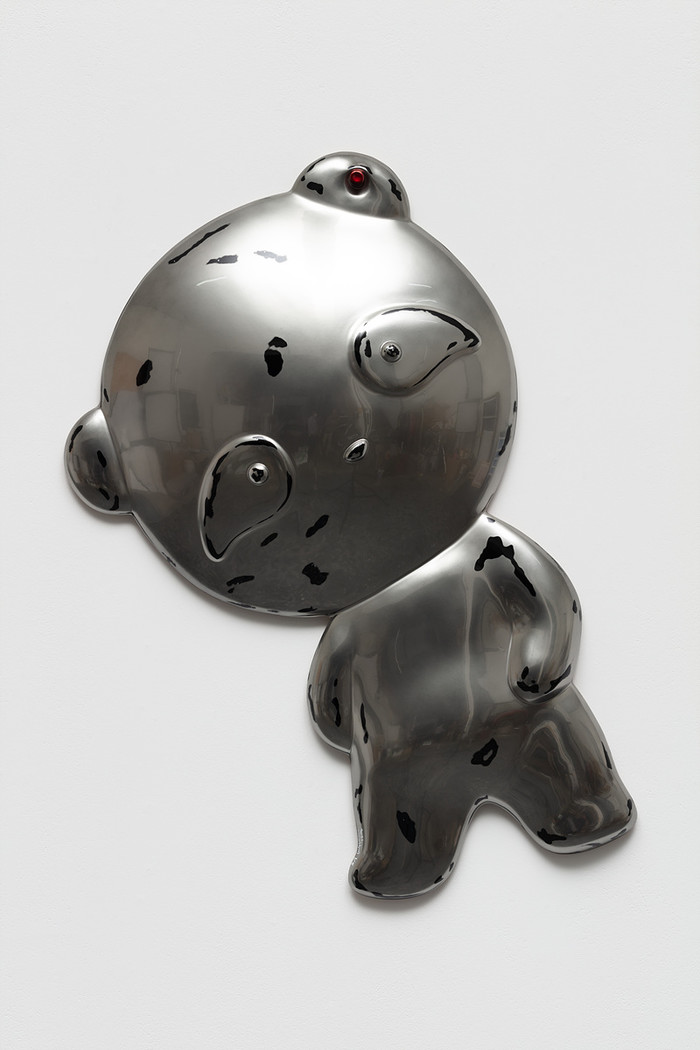 After the Puppet Show-Chrome Pandana, 38x61x6cm, chrome paint on plastic, 2_