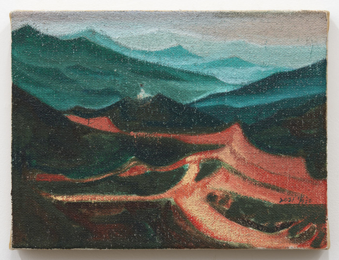Xiao Jiang, 과거의 풍경 , 2021, 캔버스에 유채, 11⅞ × 15¾인치; 30.2 × 40cm
