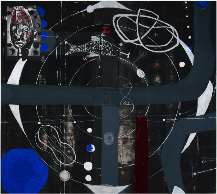 Vertigo # 5 , 2011, 방수포 위의 혼합 매체, 108 × 120인치, 274 × 305cm