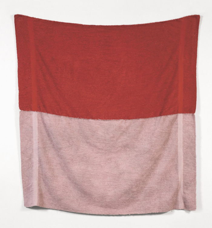 Untitled, 2008, bath towels, ink, cotton thread, 46 ⅝ × 42 inches; 118.4 × 106.6cm
