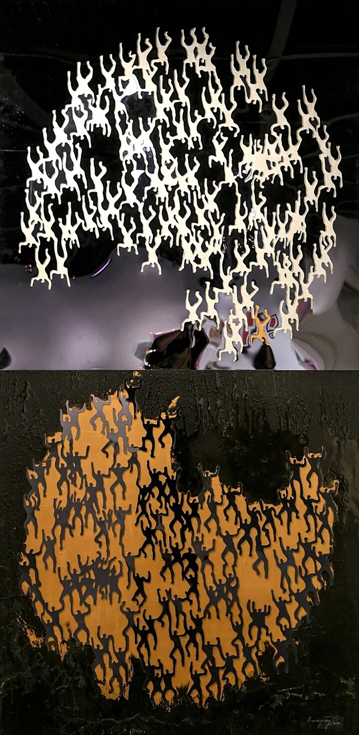 Kim mi young. The other side of reflection-variation2. 240x120cm. mixed media on pannel. 2018