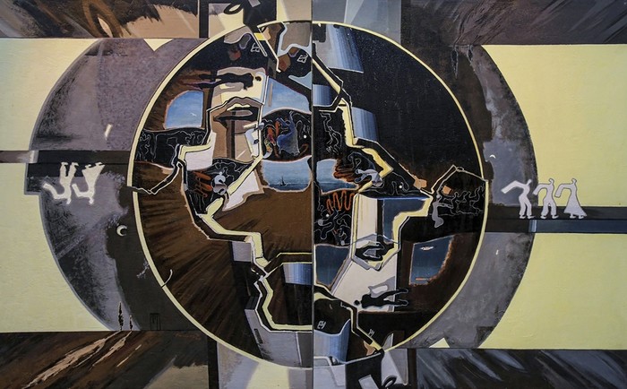 Kim mi young. The other side of reflection-기억의 편린. Mixed media on canvas. 163x260.6cm. 2018