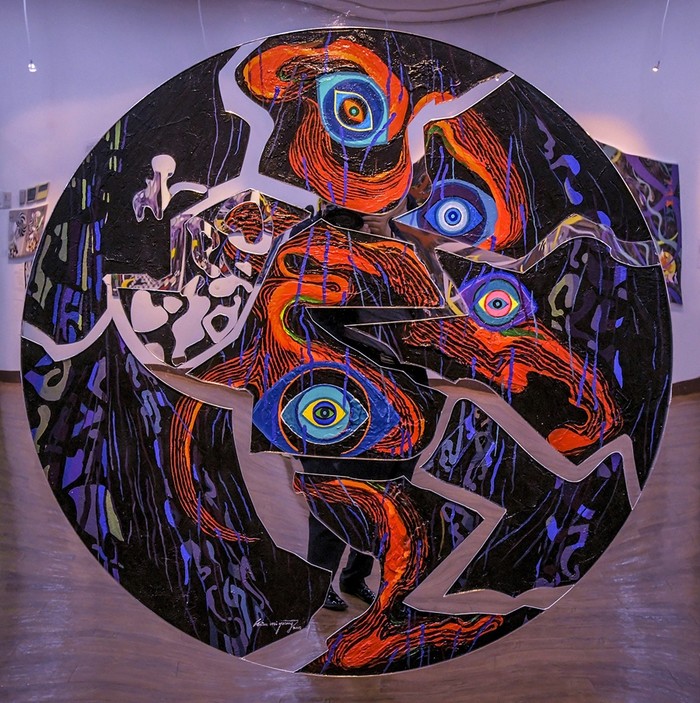 Kim mi young. The other side of reflection-Self portrait2 120x120cm. mixed media on pannel. 2018