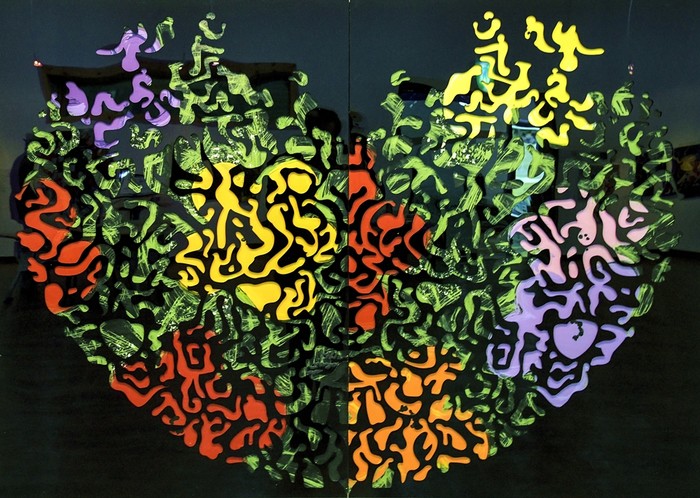 Kim mi young. The other side of reflection-Love1.   120x170cm. mixed media on pannel. 2019