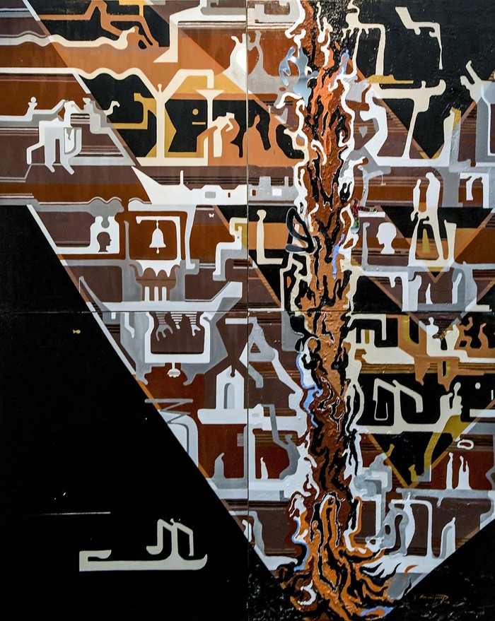 Kim mi young. The other side of reflection-낙수. Mixed on canvas. 181.8x145.4cm. 2018