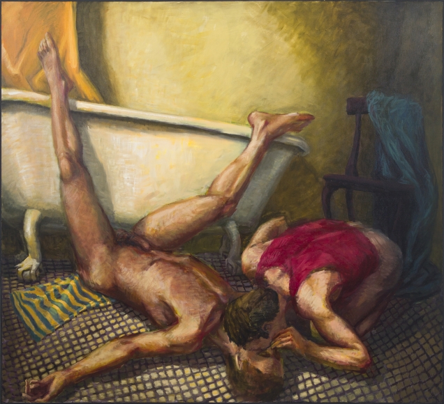Blue Towel, Red Tank, 1988. Oil on canvas. 66h x 71.94w i(167.64h x182.72w cm)