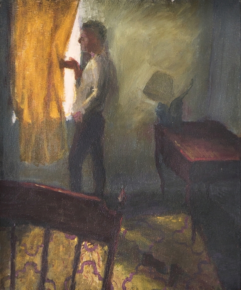 Falling Lamp,1987.Oil on canvas.19.25h x15.63w in (48.90h x39.69w cm)