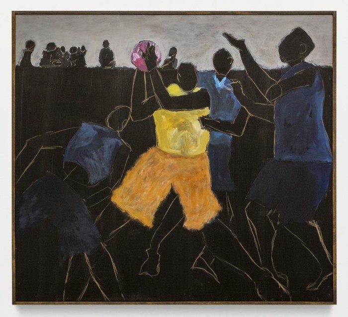 대상 Orange Shorts , 2019, 나무 패널에 아크릴과 파스텔, 43 5 ⁄ 8× 48인치, 111 × 122cm; 44½ × 49⅛ × 2⅜인치, 113 × 124.8 × 6.1cm(프레임)