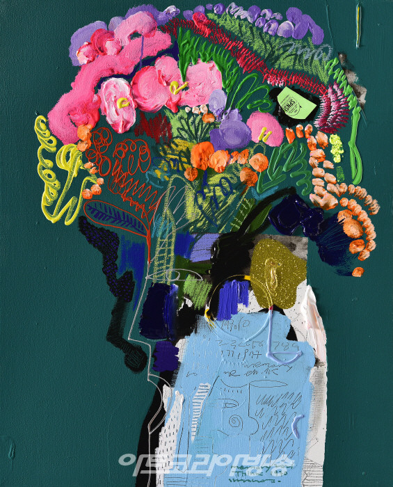 박진우  THINK-MEMORY  90.9 x 72.7cm   Mixed media 2021