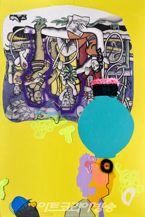 박진우 Think 193.9x130.3cm Mixed media 2021