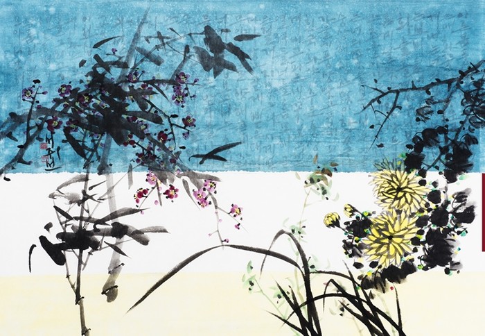 사군자 이야기 126x72cm 한지에 혼합 채색 2015