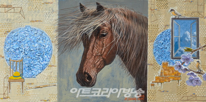 장동문, 심상풍경,캔바스에 혼합재료 아크릭,91X45cm, 1918 (1)