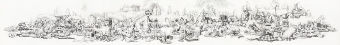 인체산수 Q-L-A 28 (Quantum-Landscape-Anatomy) - Pencil on paper - 80x600cm(150cmx4) - 2021