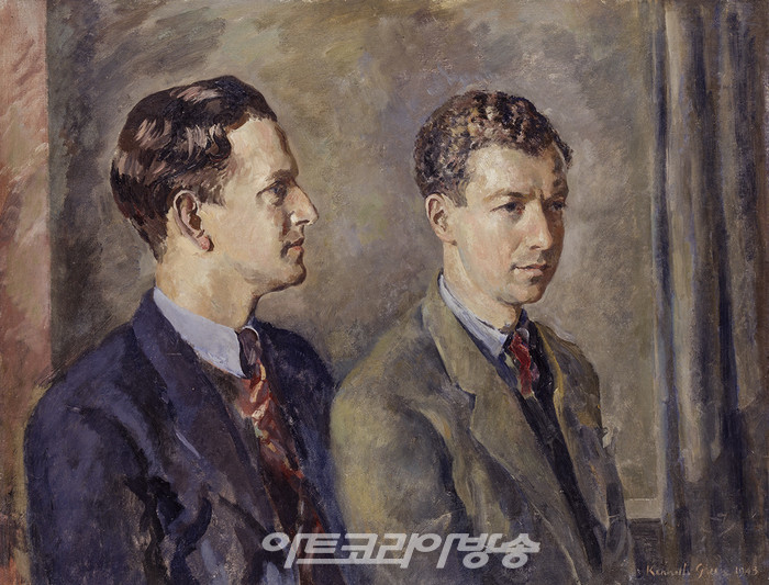 케네스 그린, 피터 피어스; 벤자민 브리튼, 1943년, 캔버스에 기름, 715 x 969mm. 국립 초상화 갤러리, 런던. 메리 베렌드 부인에 의해 주어진, 1973. © 국립 초상화 갤러리, 런던