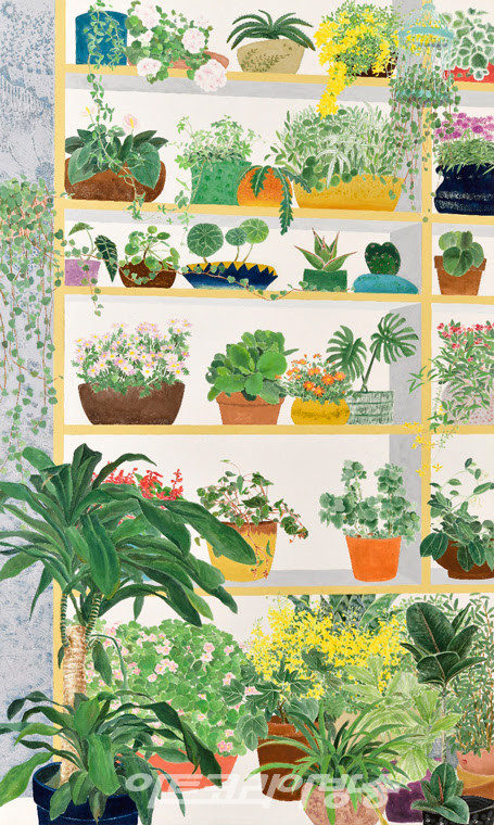 윤선홍, 그림일기(162 x 97cm, 장지에 분채, 먹, 2021)