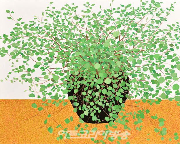 윤선홍, 심쿵3(73 x 91cm, 장지에 분채, 먹, 2022)