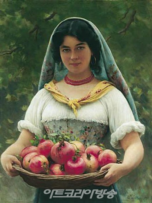 Madchen mit Granatapfeln [Girl with Pomegranates]Oil on canvas, 191233 3/4 x 25 7/8 inches (86 x 66 cm)Private collection