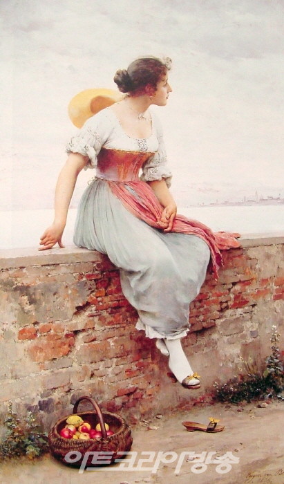 A Pensive MomentOil on cradled panel, 189633 3/8 x 21 inches (85 x 53.5 cm)Private collection 