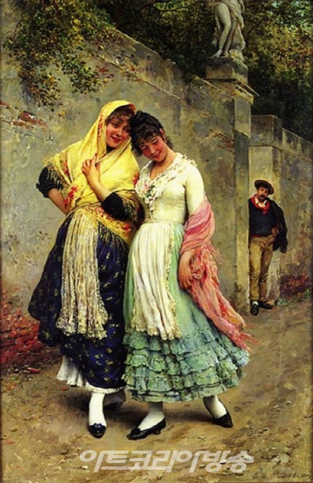 The FlirtationOil on panel, 188912 1/2 x 7 3/4 inches (32 x 20 cm)Public collection